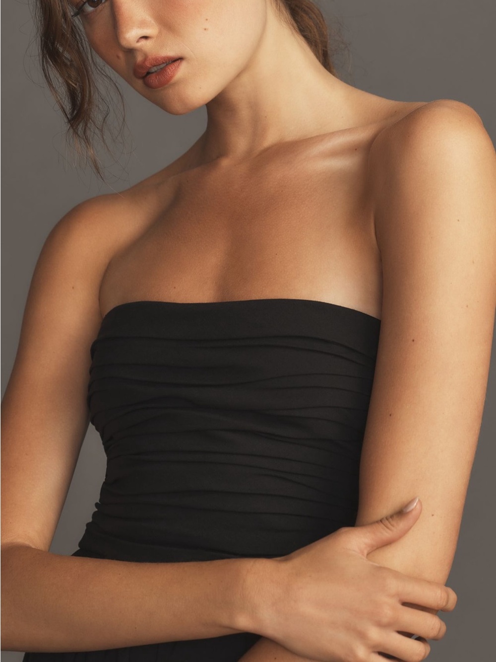 Reformation Lissa Dress — Black Strapless Midi